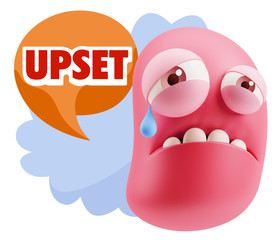 3d Illustration Sad Character Emoji Expression saying Upset with