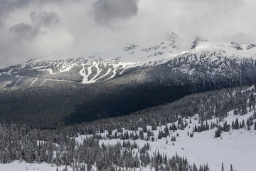 View of snowcapped mountains in winter, Whistler Mountain, Briti
