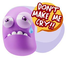 3d Illustration Sad Character Emoji Expression saying Don't Make