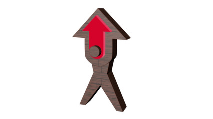 3D illustration arrow. 3D rendering with red middle on white background.