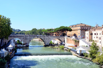 island on the Tiber river in Rome, Italy