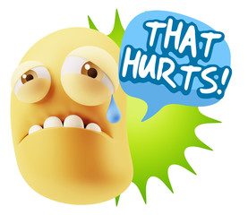 3d Illustration Sad Character Emoji Expression saying That Hurts
