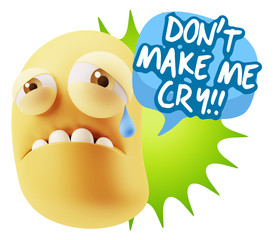 3d Illustration Sad Character Emoji Expression saying Don't Make