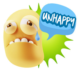 3d Illustration Sad Character Emoji Expression saying Unhappy wi