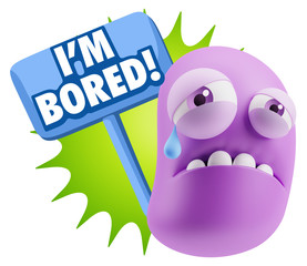 Obraz premium 3d Illustration Sad Character Emoji Expression saying I'm Bored