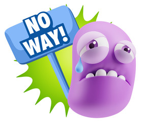 3d Illustration Sad Character Emoji Expression saying No Way wit