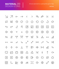 Material design arrow icons set. Thin line pixel perfect icons. Premium quality icons for website and app design.