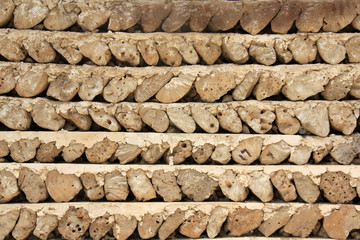 Rows of stones on a traditional masonry example