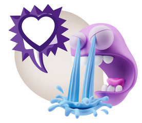 3d Illustration Sad Character Emoji Expression saying Heart Shap