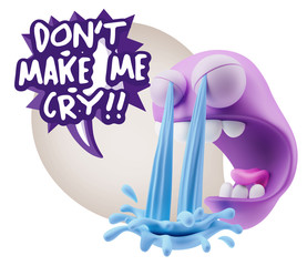3d Illustration Sad Character Emoji Expression saying Don't Make