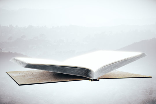 Empty book on abstract background