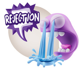3d Illustration Sad Character Emoji Expression saying Rejection