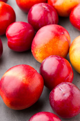 Fresh fruit on the gray background.