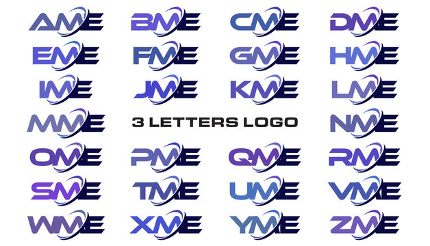 3 letters modern generic swoosh logo AME, BME, CME, DME, EME, FME, GME, HME, IME, JME, KME, LME, MME, NME, OME, PME, QME, RME, SME, TME, UME, VME, WME, XME, YME, ZME