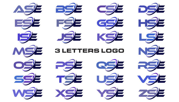 3 letters modern generic swoosh logo ASE, BSE, CSE, DSE, ESE, FSE, GSE, HSE, ISE, JSE, KSE, LSE, MSE, NSE, OSE, PSE, QSE, RSE, SSE, TSE, USE, VSE, WSE, XSE, YSE, ZSE
