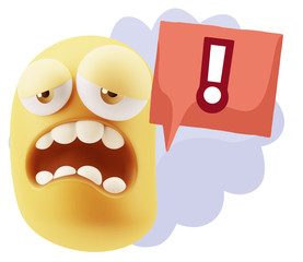 3d Illustration Sad Character Emoji Expression saying Exclamatio