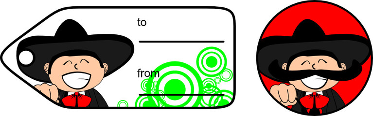 little kid mexican mariachi cartoon expressions gift card very easy to edit 