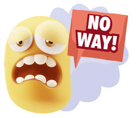 3d Illustration Sad Character Emoji Expression saying No Way wit