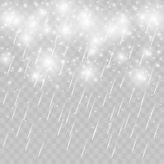 Vector rain isolated on transparent background. 