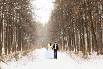 Wedding couple in winter