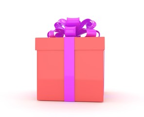 gift box with bows isolated on white. 3d rendering.