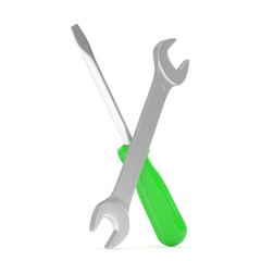 3D Illustration Wrench and screwdriver, service concept