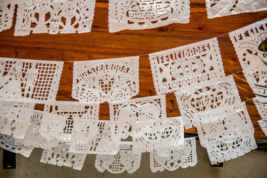 Mexican cut tissue paper banner wedding decoration