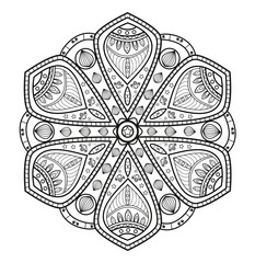 Black and white mandala vector for coloring book,mandala bianco e nero vettoriale da colorare