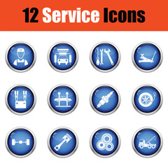 Set of twelve Service station icons.