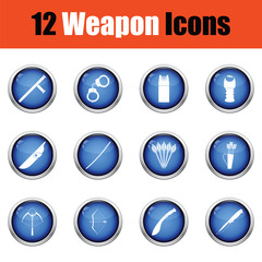Set of twelve weapon icons.