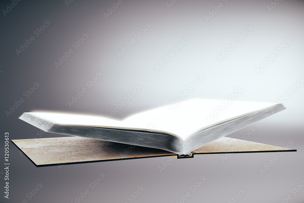 Poster empty book on grey background