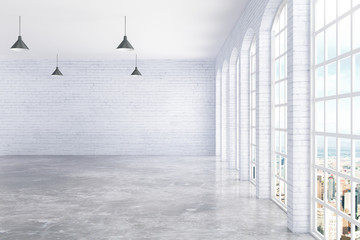 Empty interior with city view