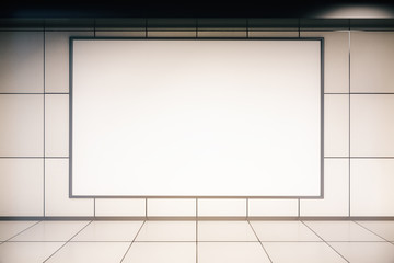 Empty billboard in tile interior