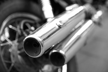Tailpipes of a motorcycle