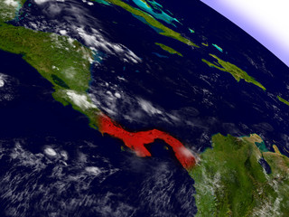 Panama from space highlighted in red