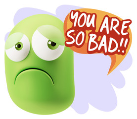 3d Rendering Sad Character Emoticon Expression saying You are so