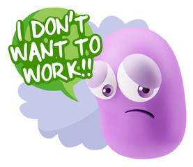 3d Rendering Sad Character Emoticon Expression saying I Don't Wa