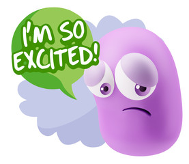 Obraz premium 3d Rendering Sad Character Emoticon Expression saying I'm so Exc