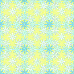 Seamless pattern with a snowflakes on a yellow background.