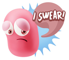Obraz premium 3d Rendering Sad Character Emoticon Expression saying I Swear wi