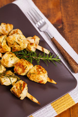 Middle Eastern Chicken Kebabs. Selective focus. 
