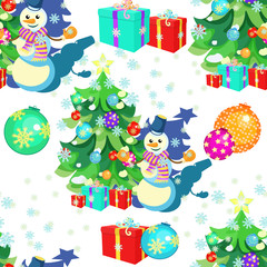 seamless pattern with Christmas decorations, Christmas tree, gif