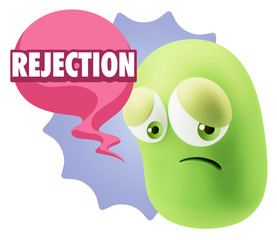 3d Rendering Sad Character Emoticon Expression saying Rejection