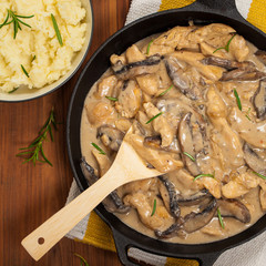 Chicken Stroganoff a variation on Beef Stroganoff. Selective focus.