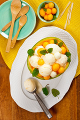 Exotic Cantaloupe Melon Ice Cream. Selective focus.