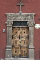 Wooden carved entrance door, Guadalupe, San Miguel de Allende, G