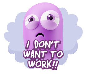 3d Rendering Sad Character Emoticon Expression saying I Don't Wa