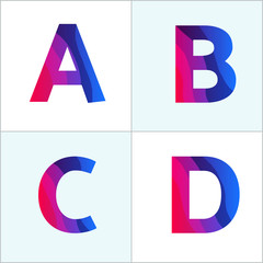 Fun english letters. Violet font vector design with signs for co