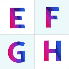 Fun english letters. Violet font vector design with signs for co