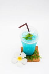 Italian blue soda and Plumeria flower